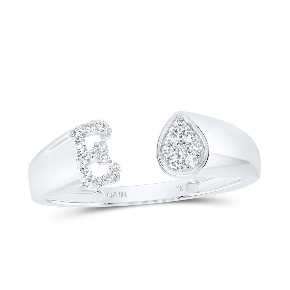 1/8CTW-NAT DIA NK GIFT INITIAL "E" PEAR LADIES RING