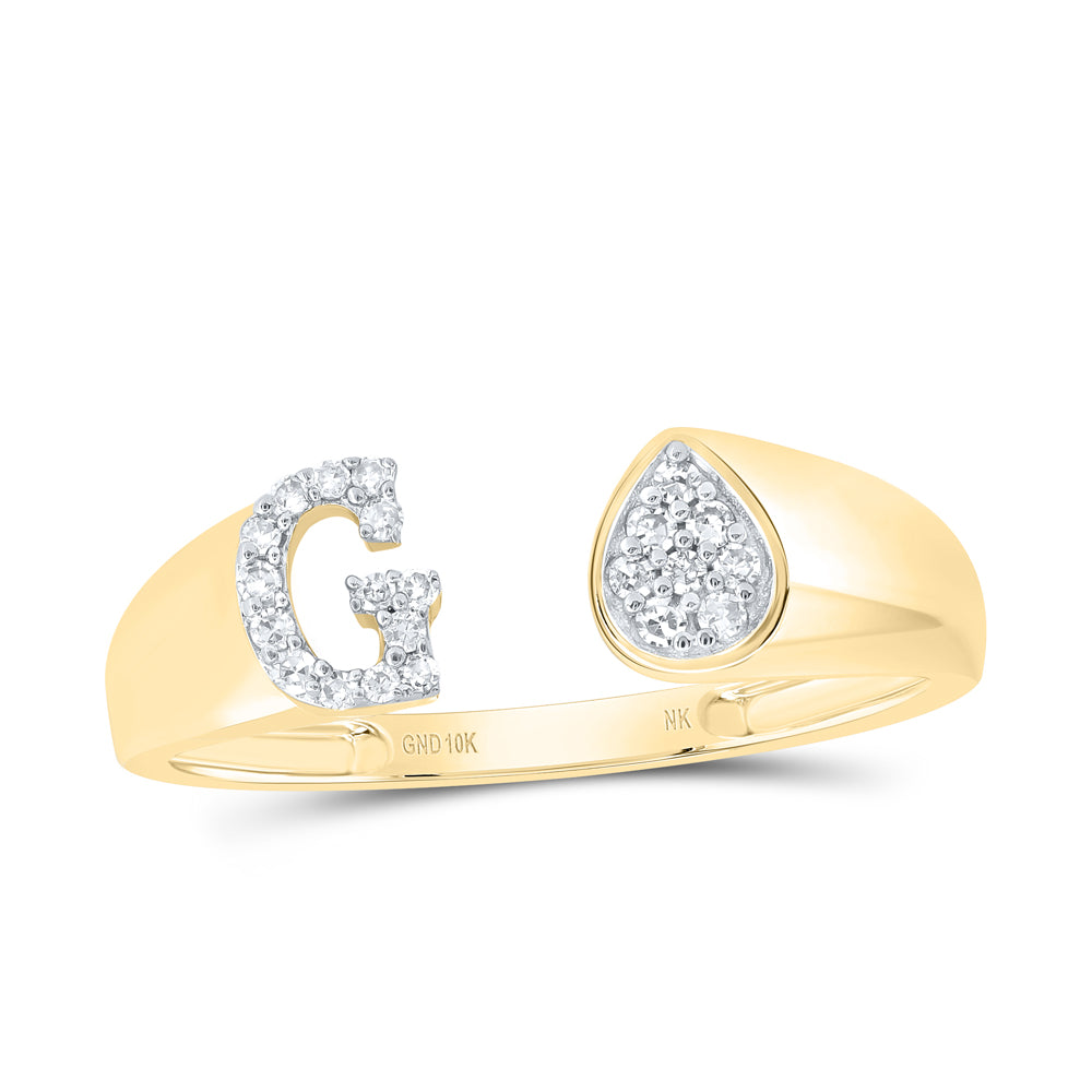 1/10CTW-NAT DIA NK GIFT INITIAL "G" PEAR LADIES RING