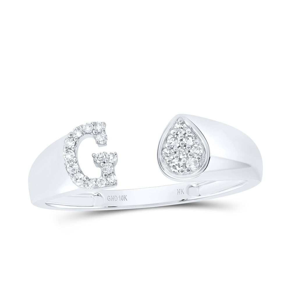 1/10CTW-NAT DIA NK GIFT INITIAL "G" PEAR LADIES RING