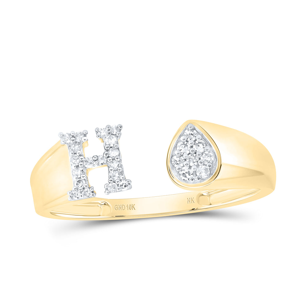 1/10CTW-DIA NK GIFT INITIAL "H" PEAR LADIES RING