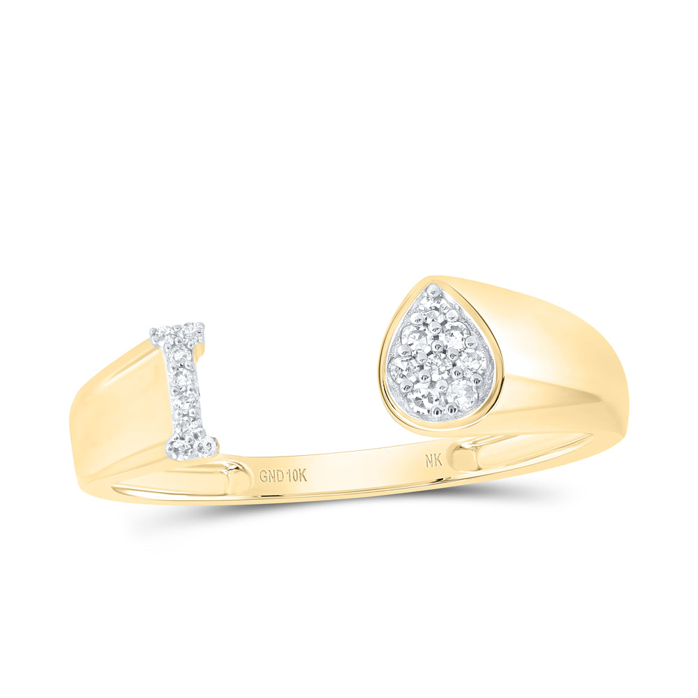 1/12CTW-DIA NK GIFT INITIAL "I" PEAR LADIES RING
