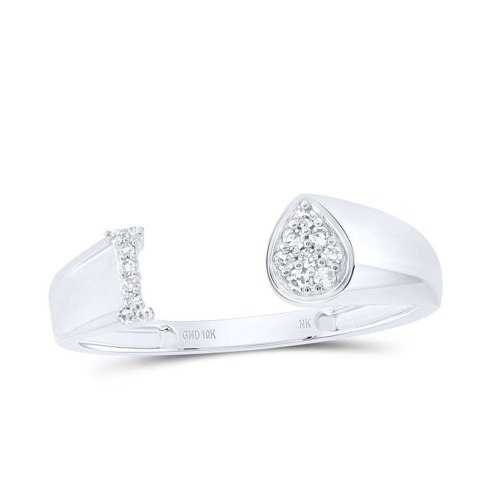 1/12CTW-DIA NK GIFT INITIAL "I" PEAR LADIES RING