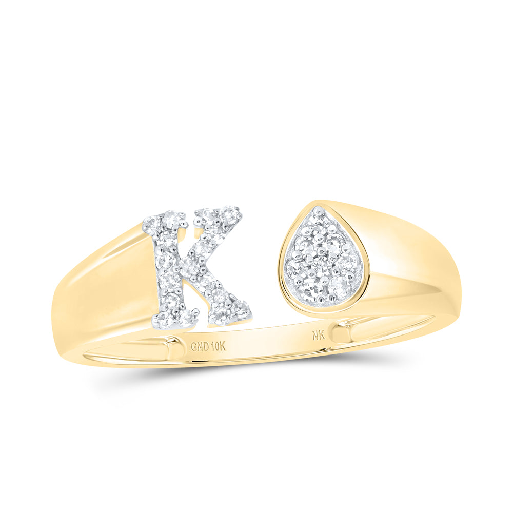 1/8CTW-NAT DIA NK GIFT INITIAL "K" PEAR LADIES RING
