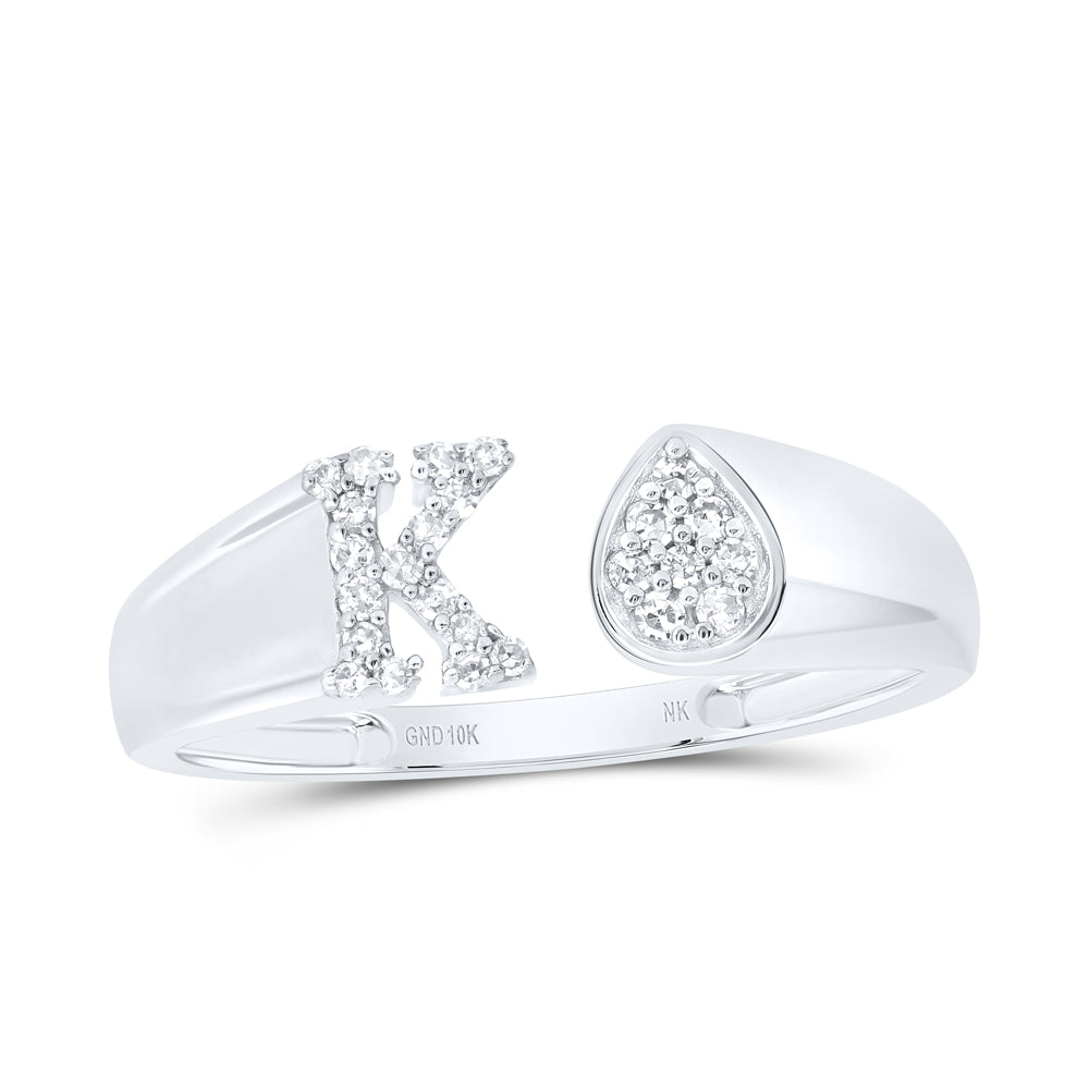 1/8CTW-NAT DIA NK GIFT INITIAL "K" PEAR LADIES RING