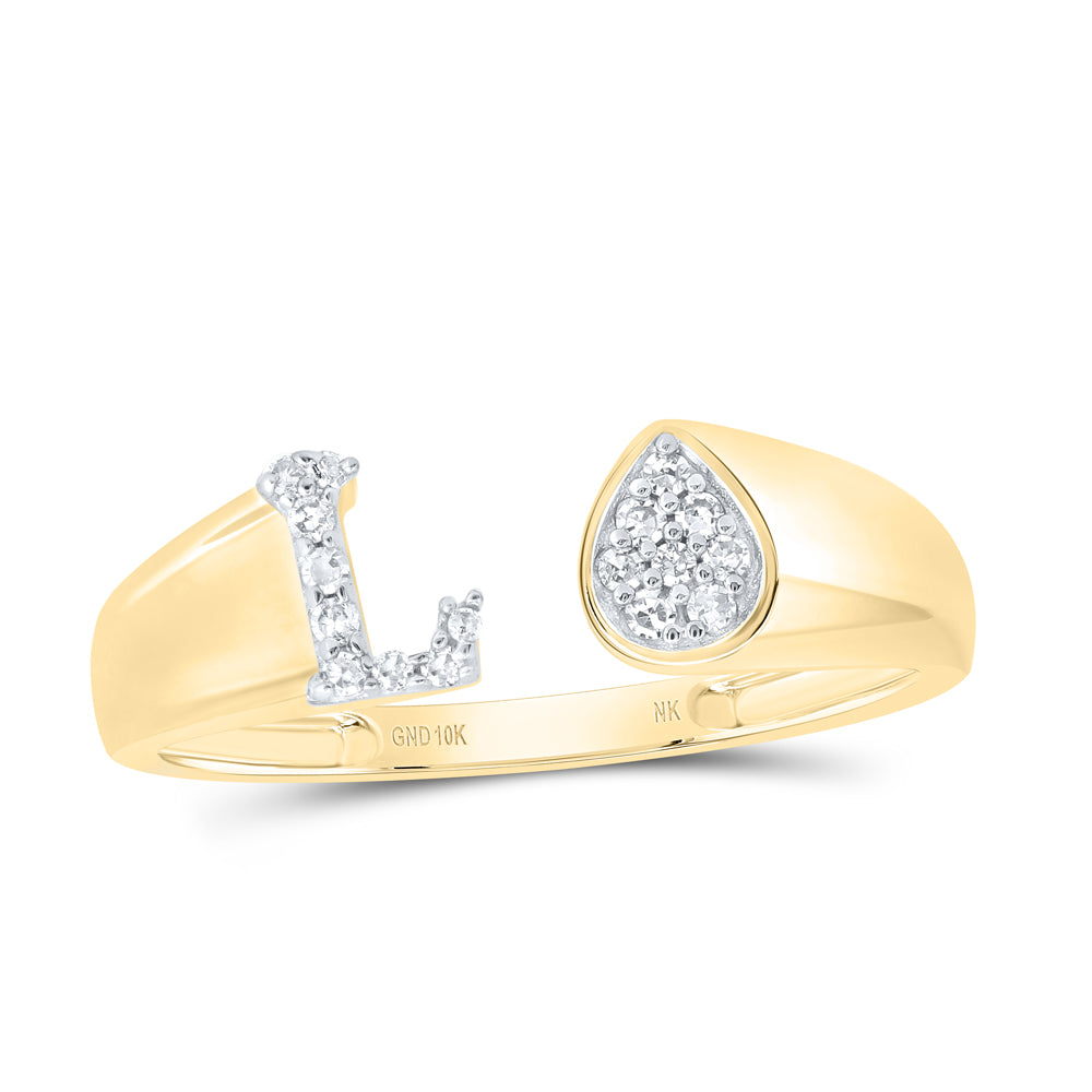 1/10CTW-DIA NK GIFT INITIAL "L" PEAR LADIES RING