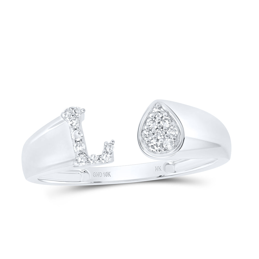 1/10CTW-DIA NK GIFT INITIAL "L" PEAR LADIES RING