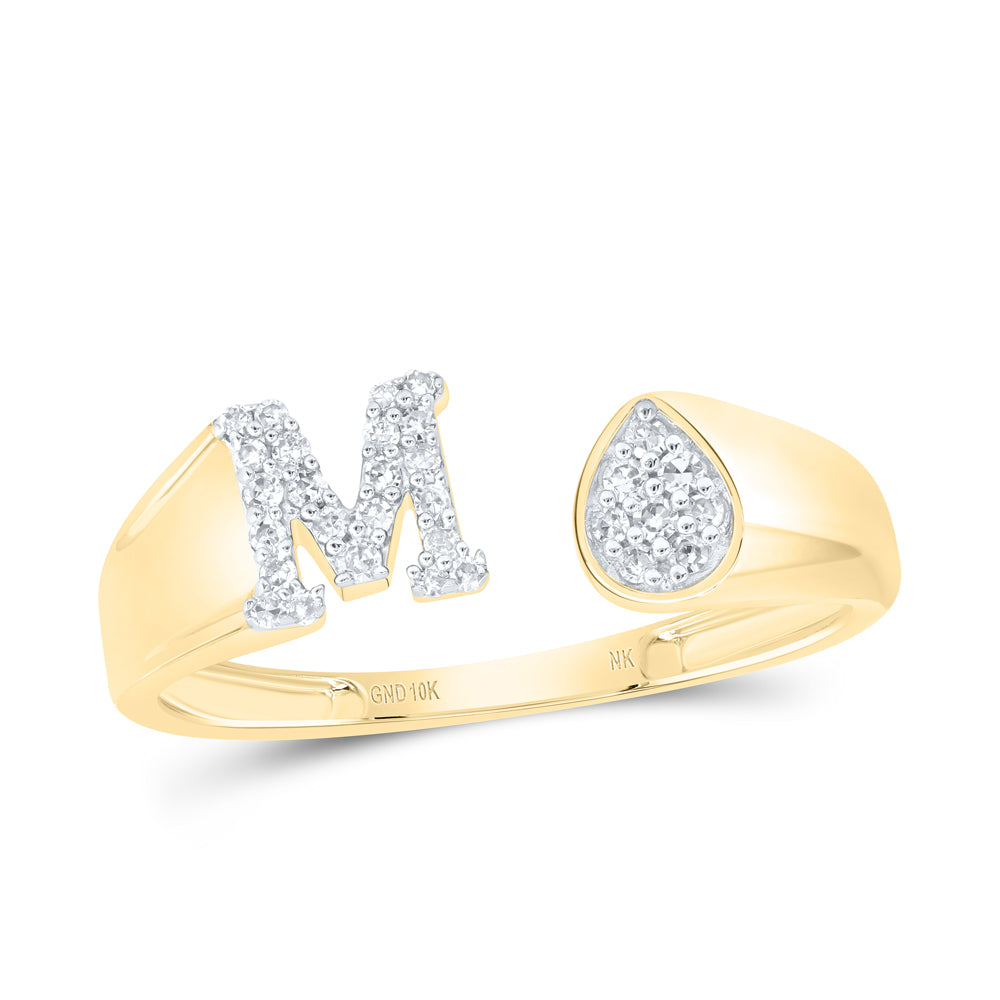 1/8CTW-NAT DIA NK GIFT INITIAL "M" PEAR LADIES RING