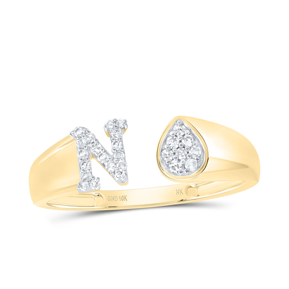 1/8CTW-NAT DIA NK GIFT INITIAL "N" PEAR LADIES RING