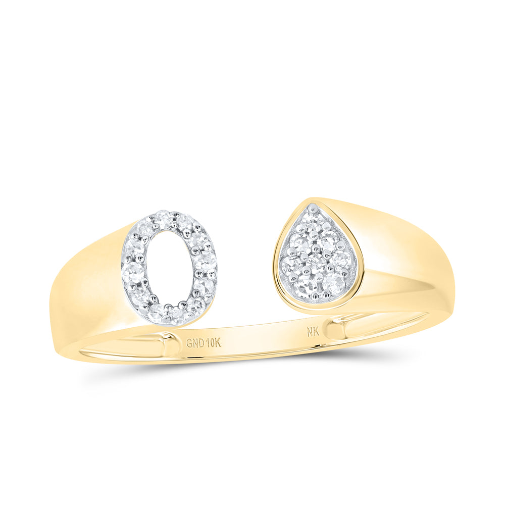 1/10CTW-DIA NK GIFT INITIAL "O" PEAR LADIES RING