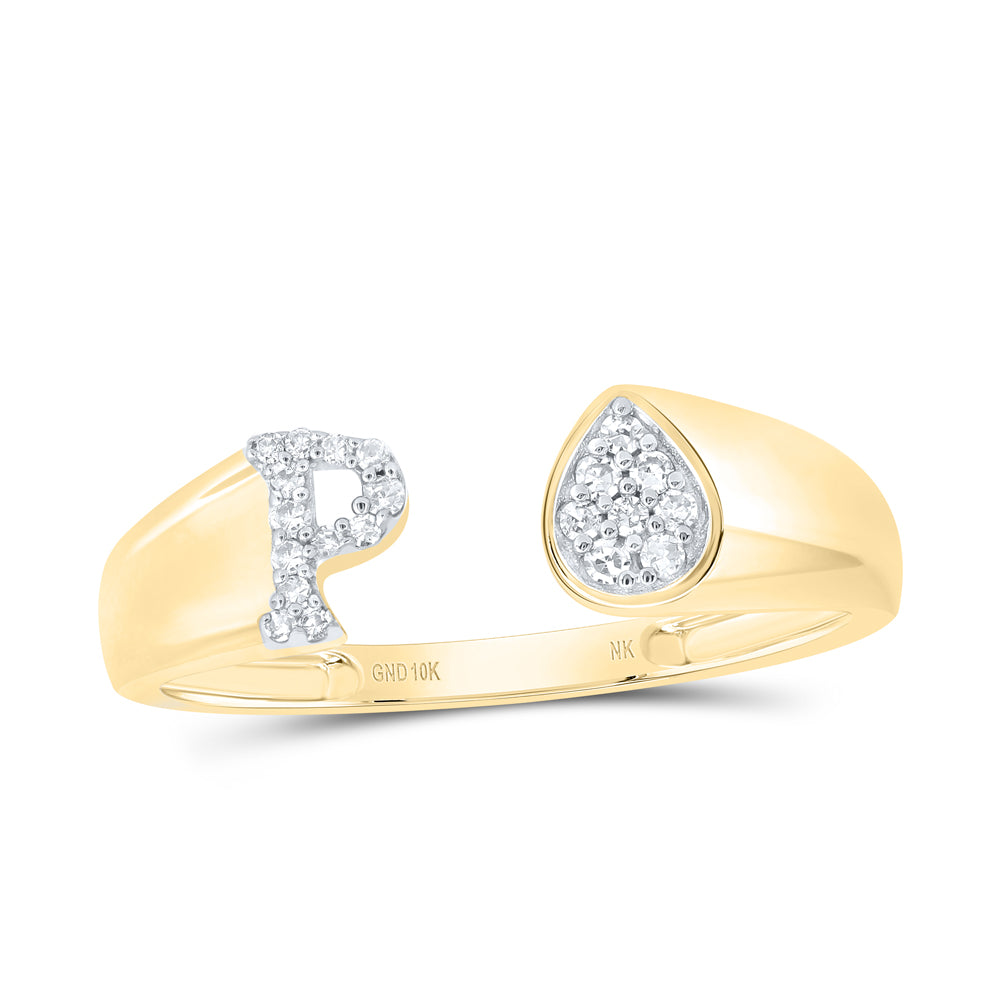 1/10CTW-DIA NK GIFT INITIAL "P" PEAR LADIES RING