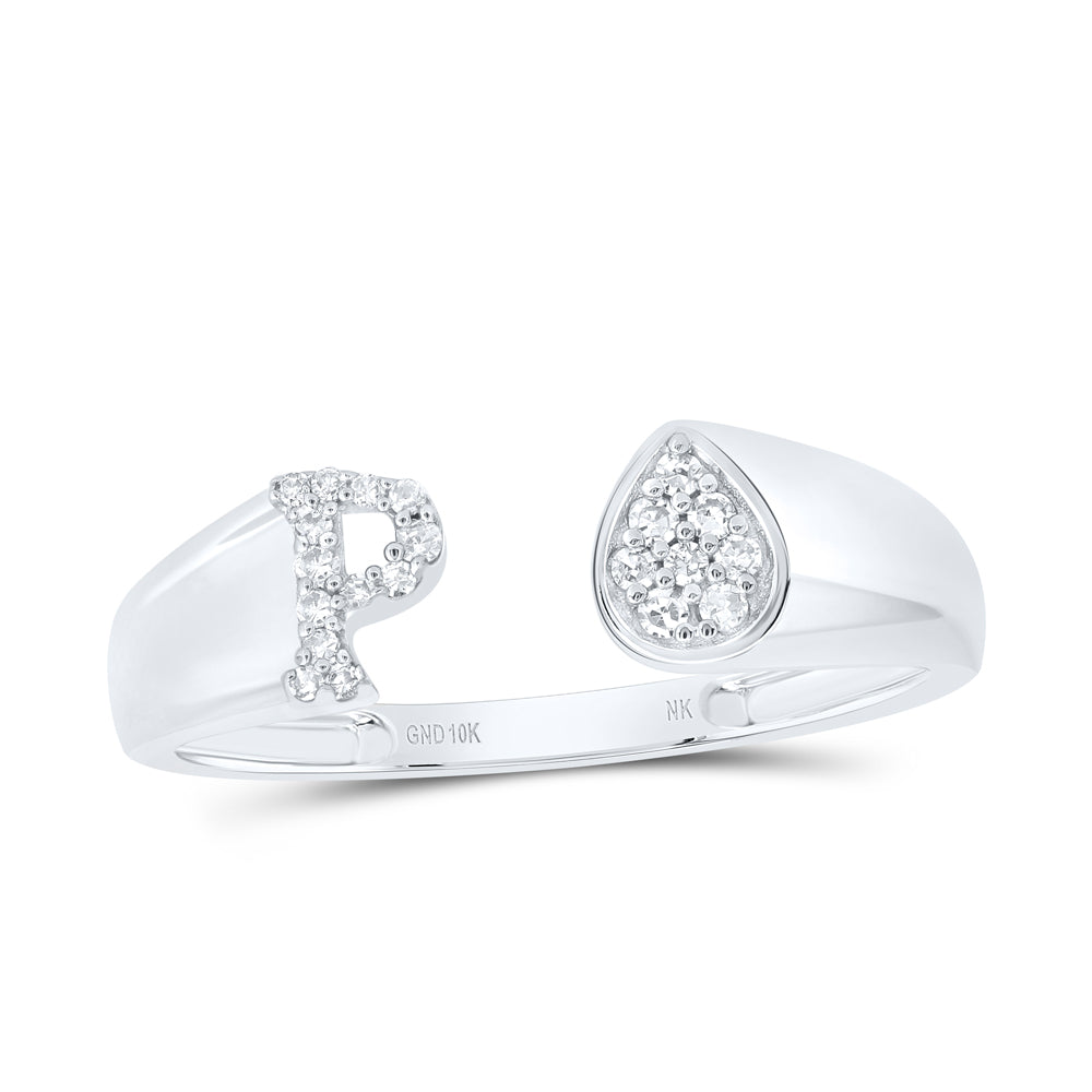 1/10CTW-DIA NK GIFT INITIAL "P" PEAR LADIES RING