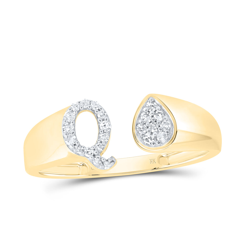 1/10CTW-DIA NK GIFT INITIAL "Q" PEAR LADIES RING