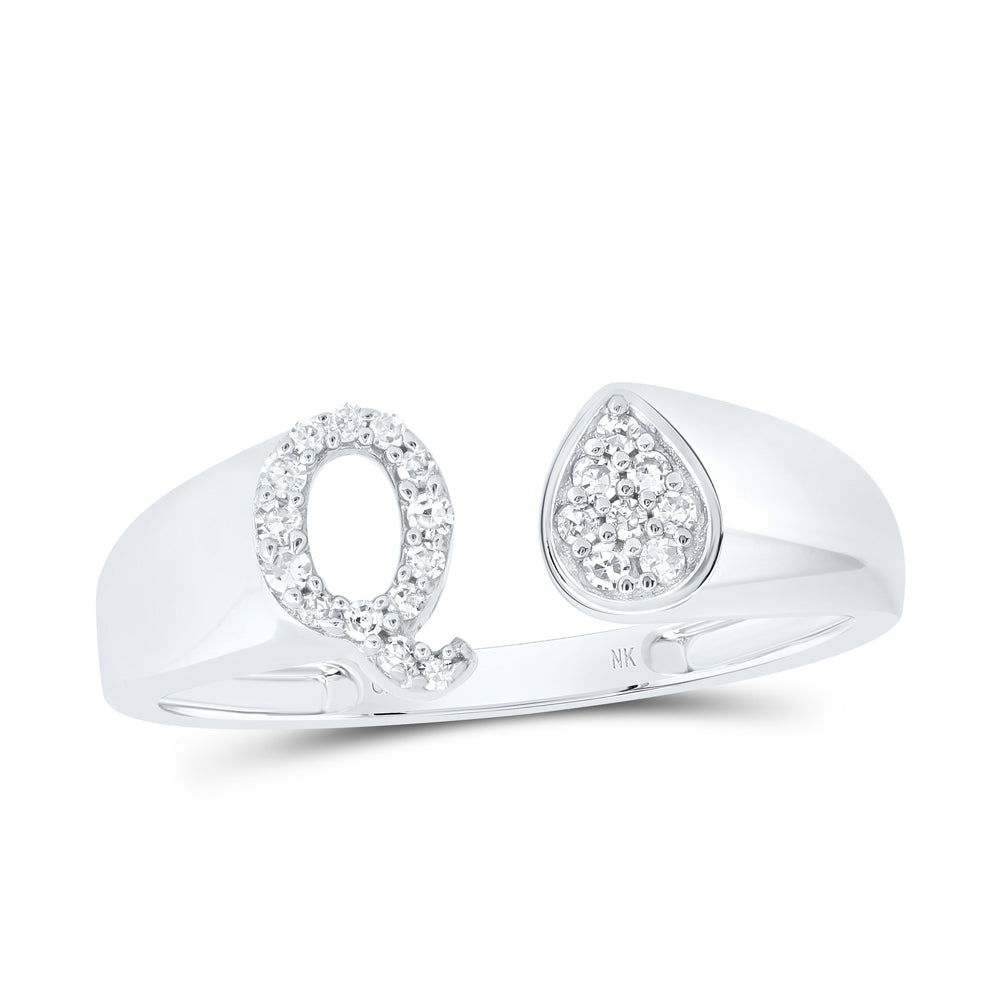 1/10CTW-DIA NK GIFT INITIAL "Q" PEAR LADIES RING