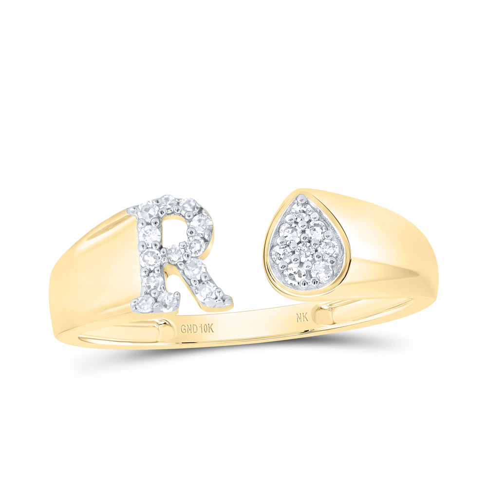 1/10CTW-DIA NK GIFT INITIAL "R" PEAR LADIES RING