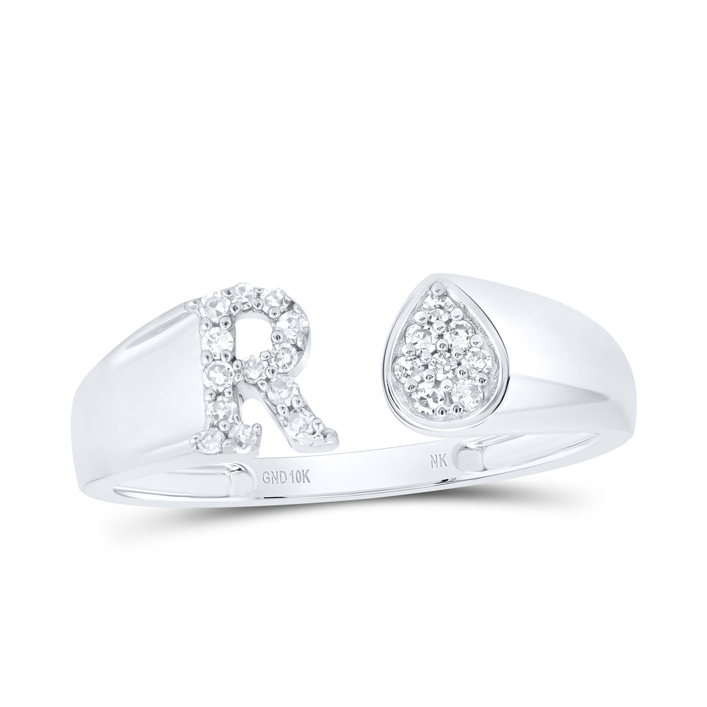 1/10CTW-DIA NK GIFT INITIAL "R" PEAR LADIES RING