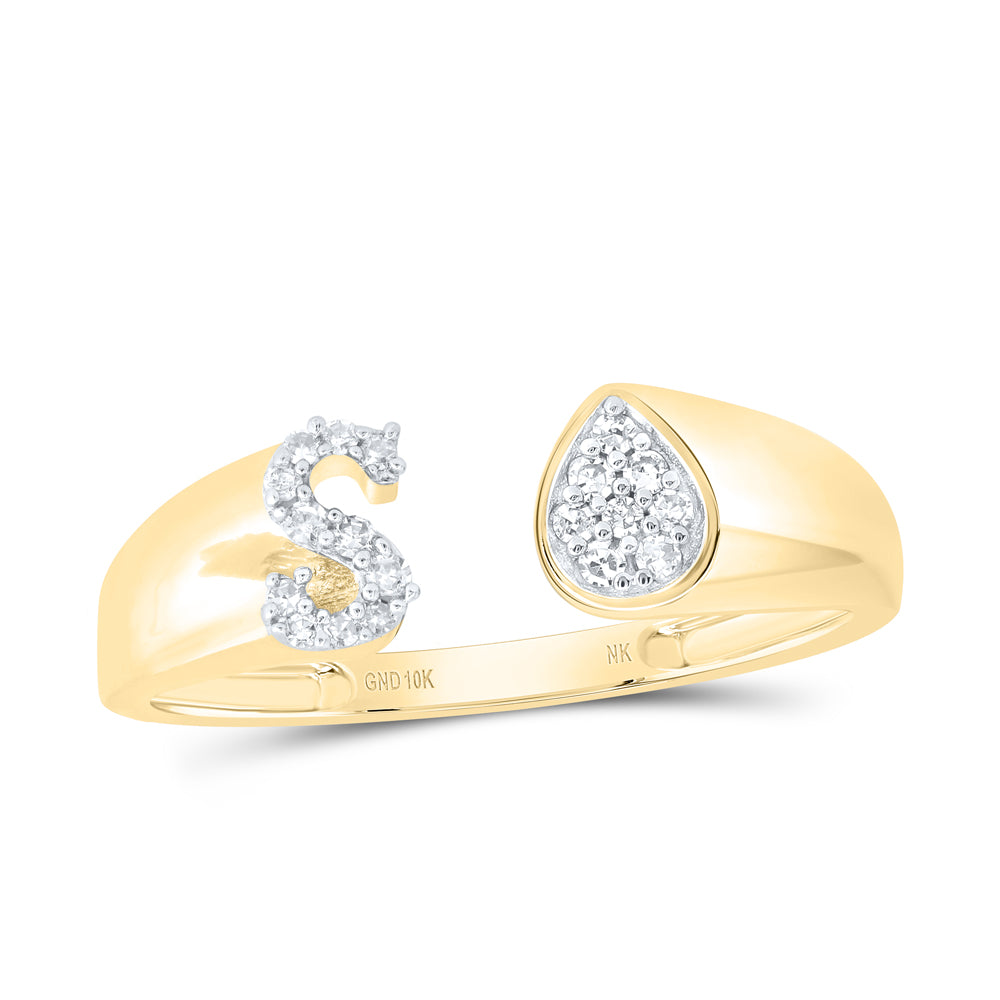 1/10CTW-DIA NK GIFT INITIAL "S" PEAR LADIES RING