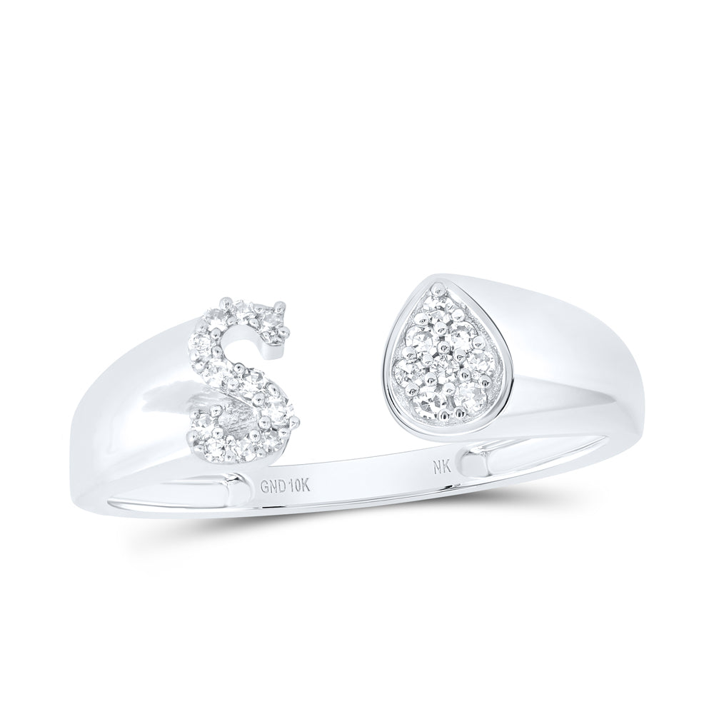 1/10CTW-DIA NK GIFT INITIAL "S" PEAR LADIES RING