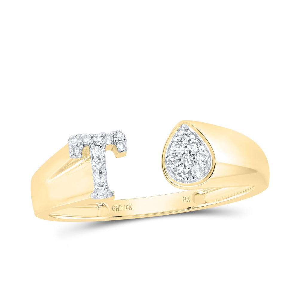 1/10CTW-DIA NK GIFT INITIAL "T" PEAR LADIES RING