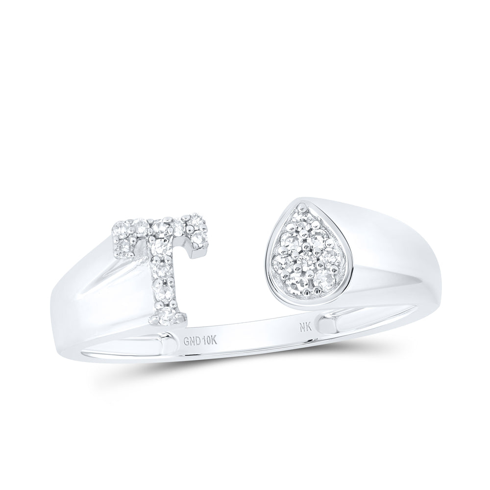1/10CTW-DIA NK GIFT INITIAL "T" PEAR LADIES RING