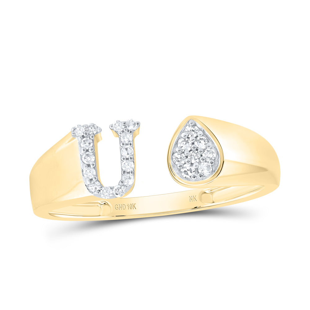 1/10CTW-DIA NK GIFT INITIAL "U" PEAR LADIES RING