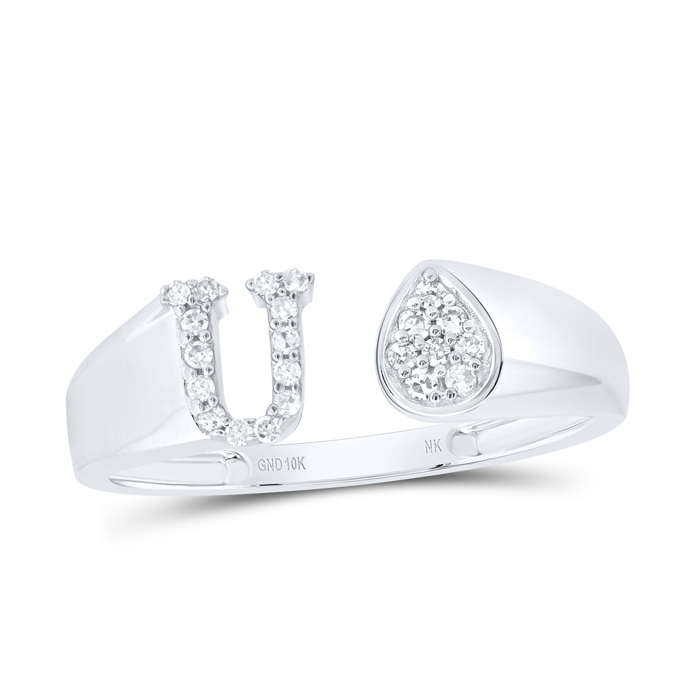 1/10CTW-DIA NK GIFT INITIAL "U" PEAR LADIES RING
