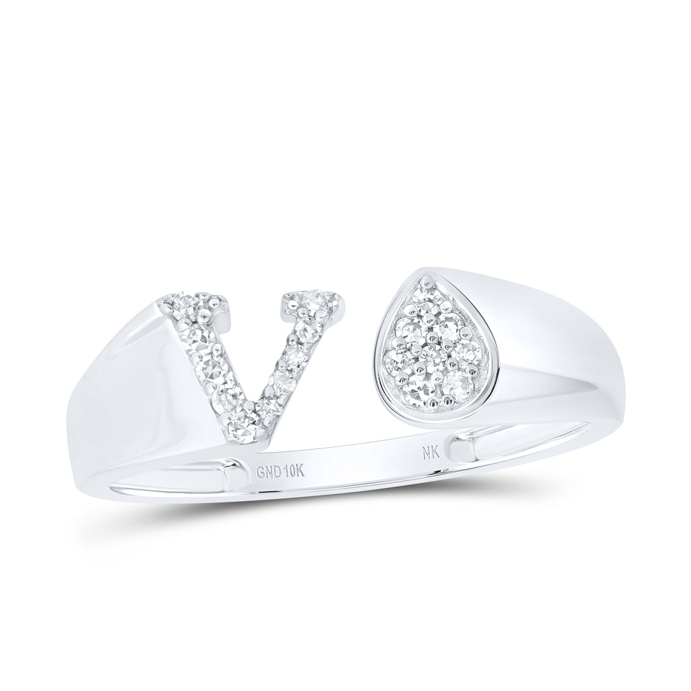 1/10CTW-DIA NK GIFT INITIAL "V" PEAR LADIES RING