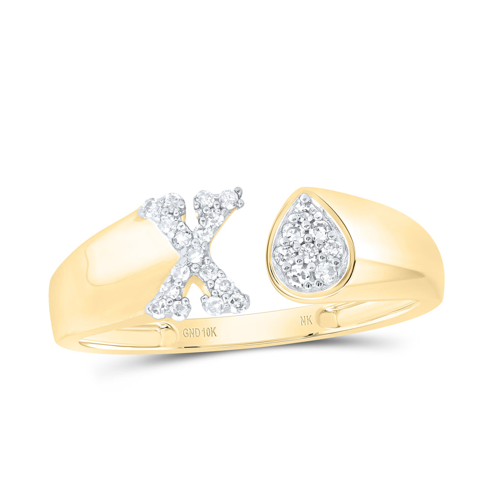 1/10CTW-DIA NK GIFT INITIAL "X" PEAR LADIES RING