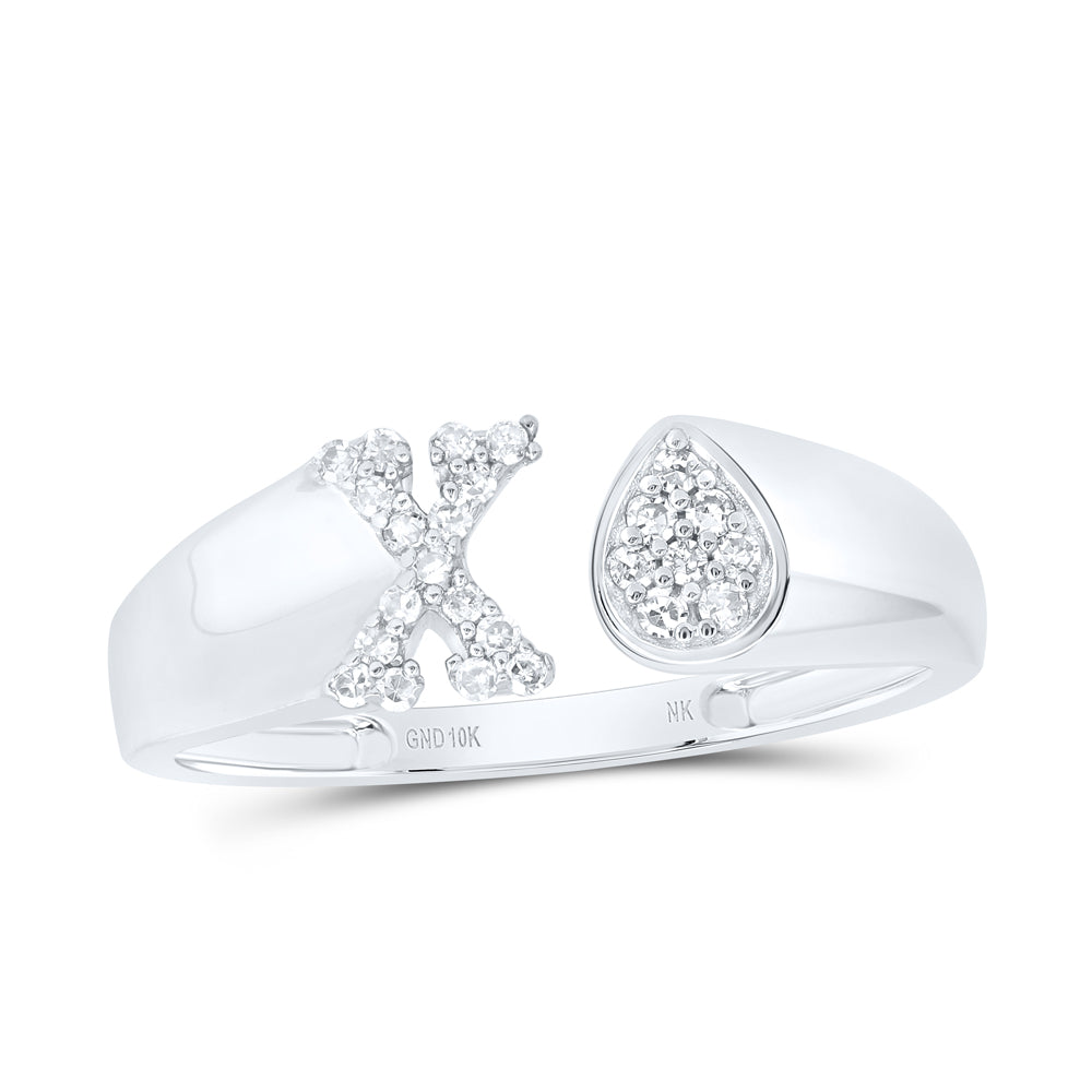 1/10CTW-DIA NK GIFT INITIAL "X" PEAR LADIES RING