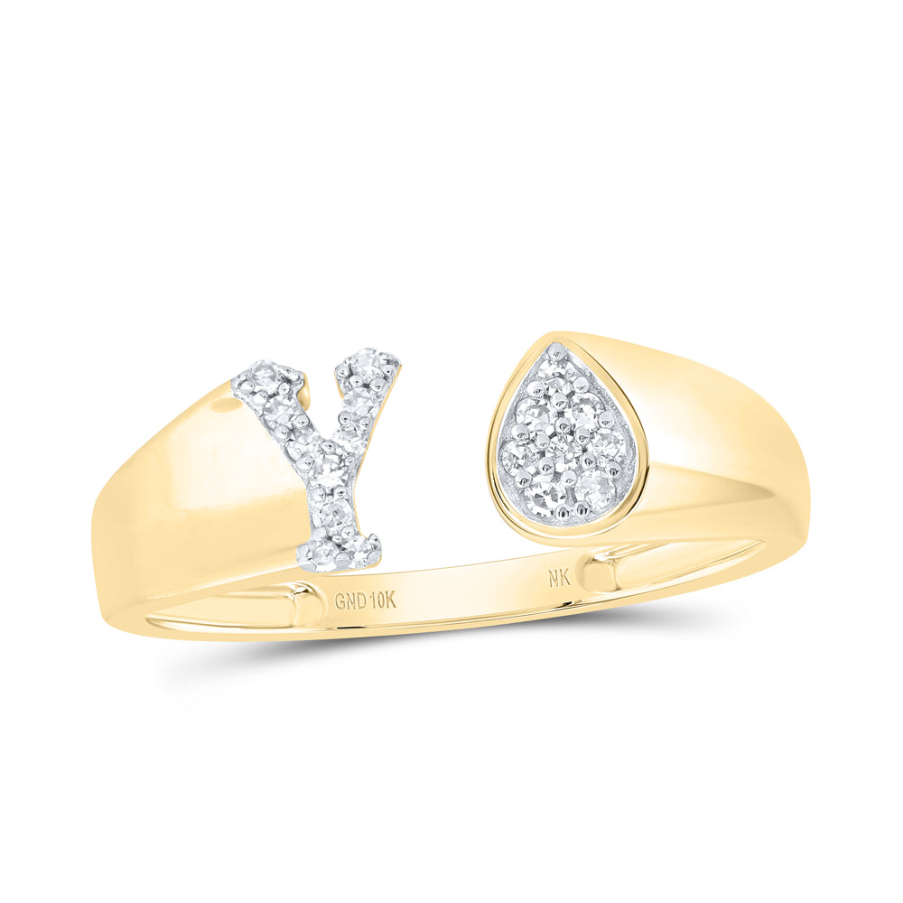 1/12CTW-DIA NK GIFT INITIAL "Y" PEAR LADIES RING