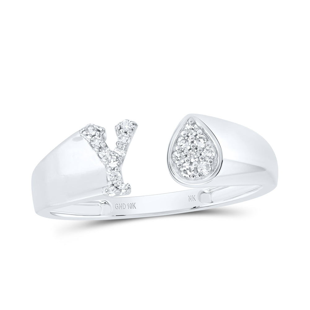 1/12CTW-DIA NK GIFT INITIAL "Y" PEAR LADIES RING