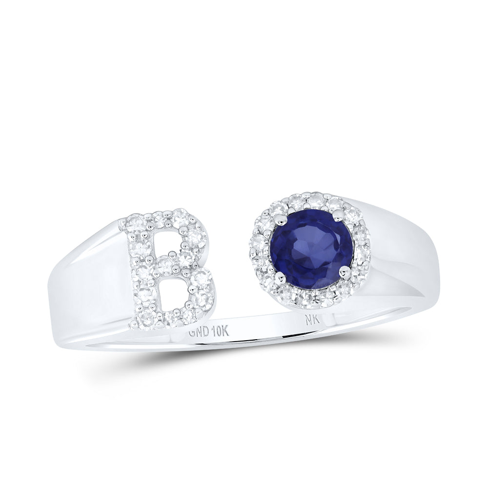 1/8CTW-NAT DIA NK 4 MM RD-BS SYNTHETIC INITIAL "B" LADIES RING