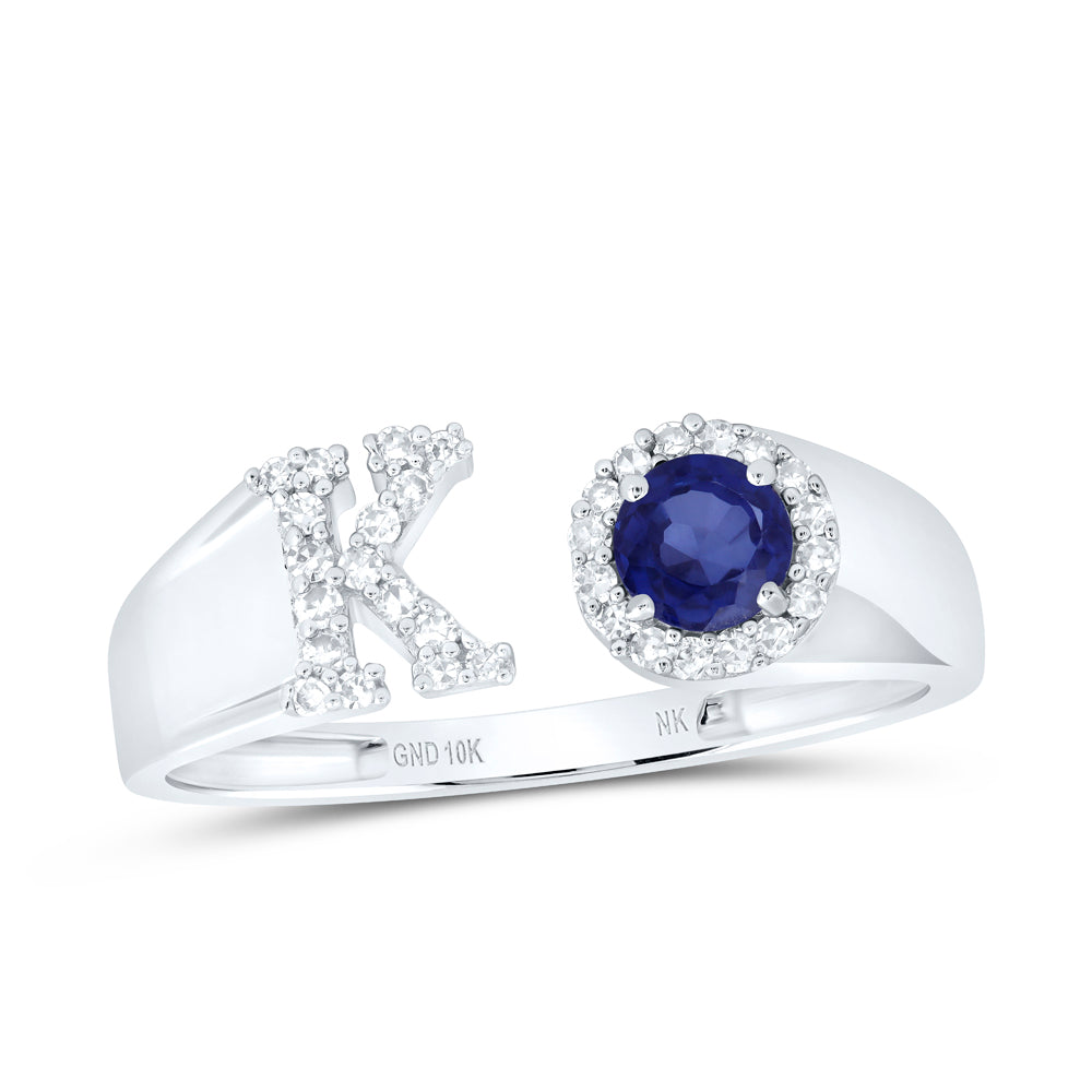 1/8CTW-NAT DIA NK 4 MM RD-BS SYNTHETIC INITIAL "K" LADIES RING