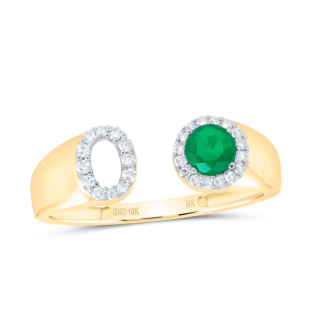 1/8CTW-NAT DIA NK 4 MM RD-EM SYNTHETIC INITIAL  "O" LADIES RING