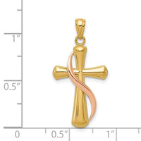 Load image into Gallery viewer, 14K Two-Tone Polished Cross w/Drape Pendant
