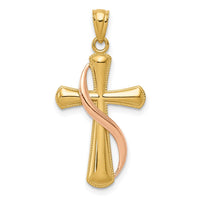 Load image into Gallery viewer, 14K Two-Tone Polished Cross w/Drape Pendant
