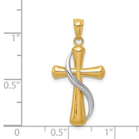 Load image into Gallery viewer, 14K Two-Tone Polished Cross w/Drape Pendant
