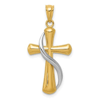 Load image into Gallery viewer, 14K Two-Tone Polished Cross w/Drape Pendant
