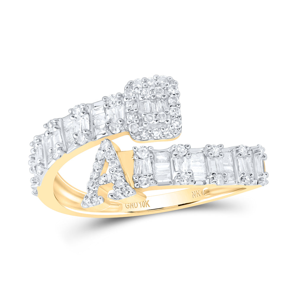 1/2 CTW-DIA NK FASHION INITIAL "A" LADIES CUFF RING