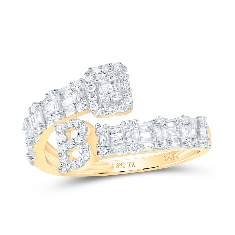 1/2 CTW-DIA NK FASHION INITIAL "B" LADIES CUFF RING