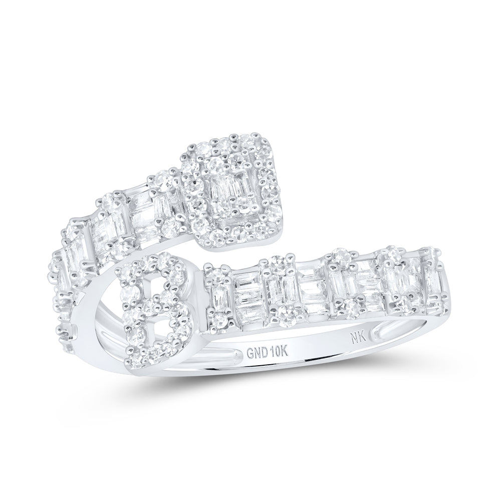 1/2 CTW-DIA NK FASHION INITIAL "B" LADIES CUFF RING