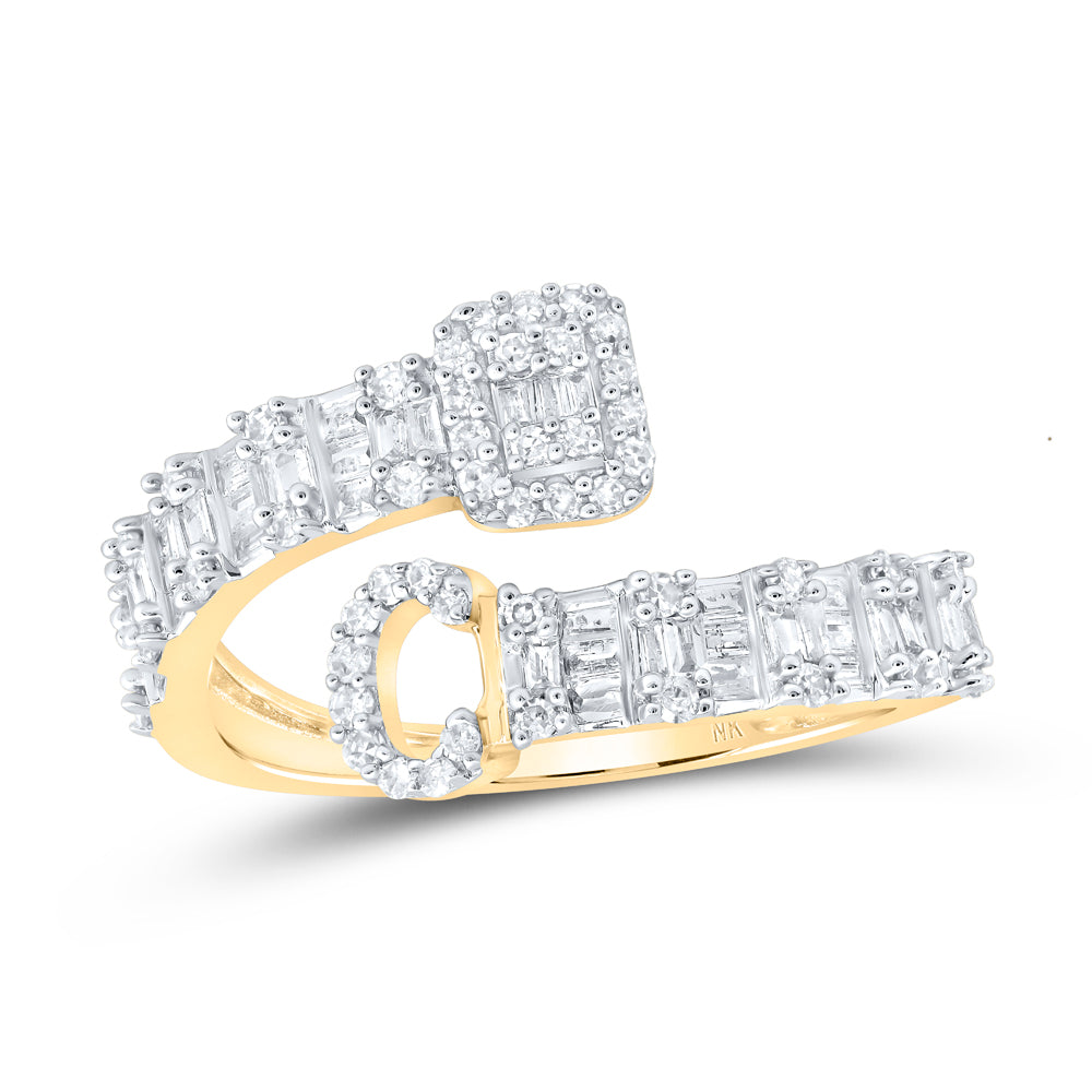 1/2 CTW-DIA NK FASHION INITIAL "C" LADIES CUFF RING