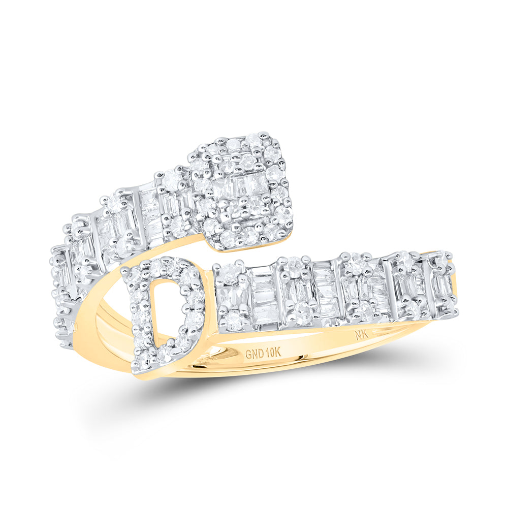 1/2 CTW-DIA NK FASHION INITIAL "D" LADIES CUFF RING