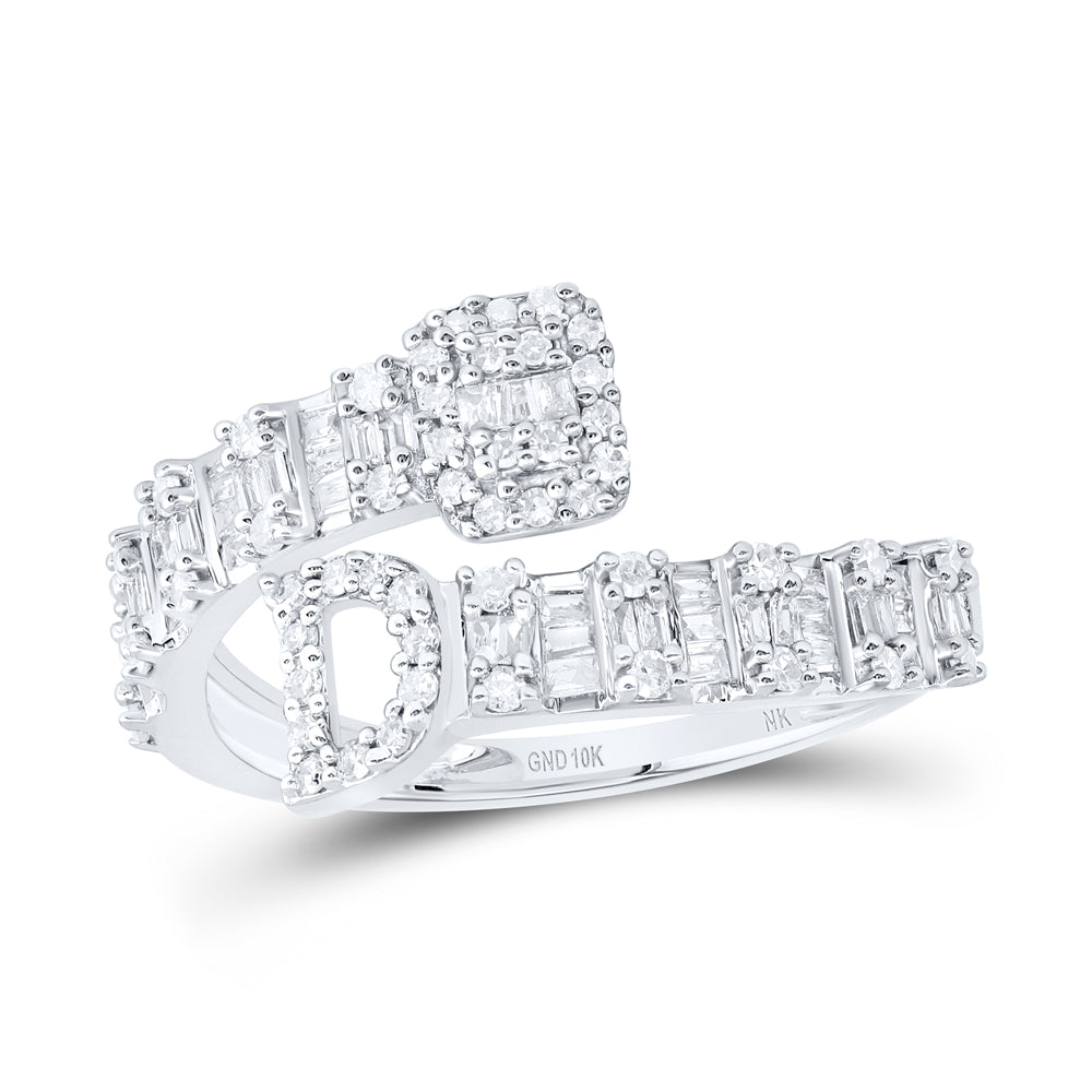1/2 CTW-DIA NK FASHION INITIAL "D" LADIES CUFF RING