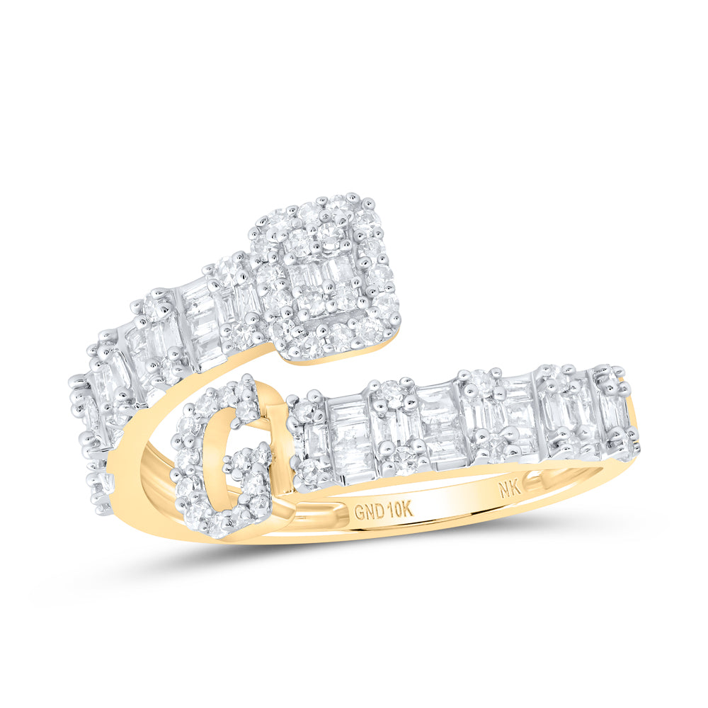 1/2 CTW-DIA NK FASHION INITIAL "G" LADIES CUFF RING