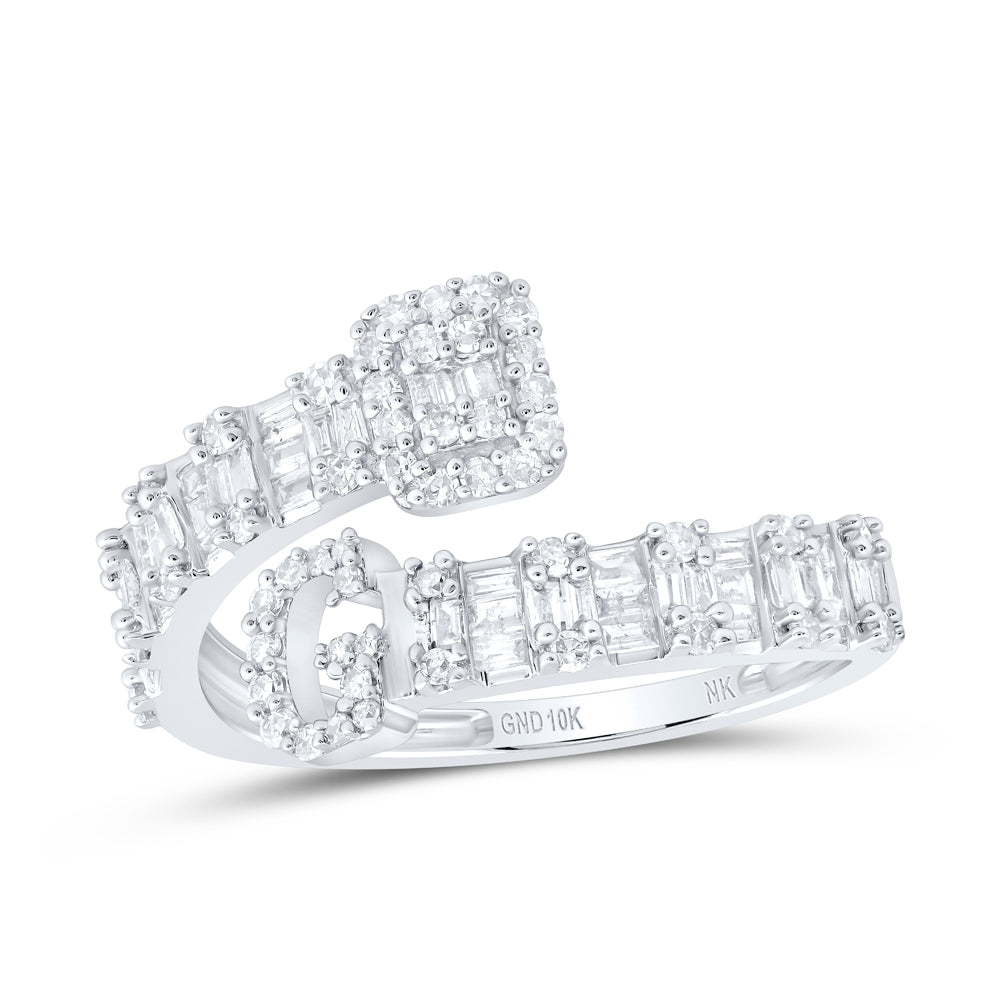 1/2 CTW-DIA NK FASHION INITIAL "G" LADIES CUFF RING