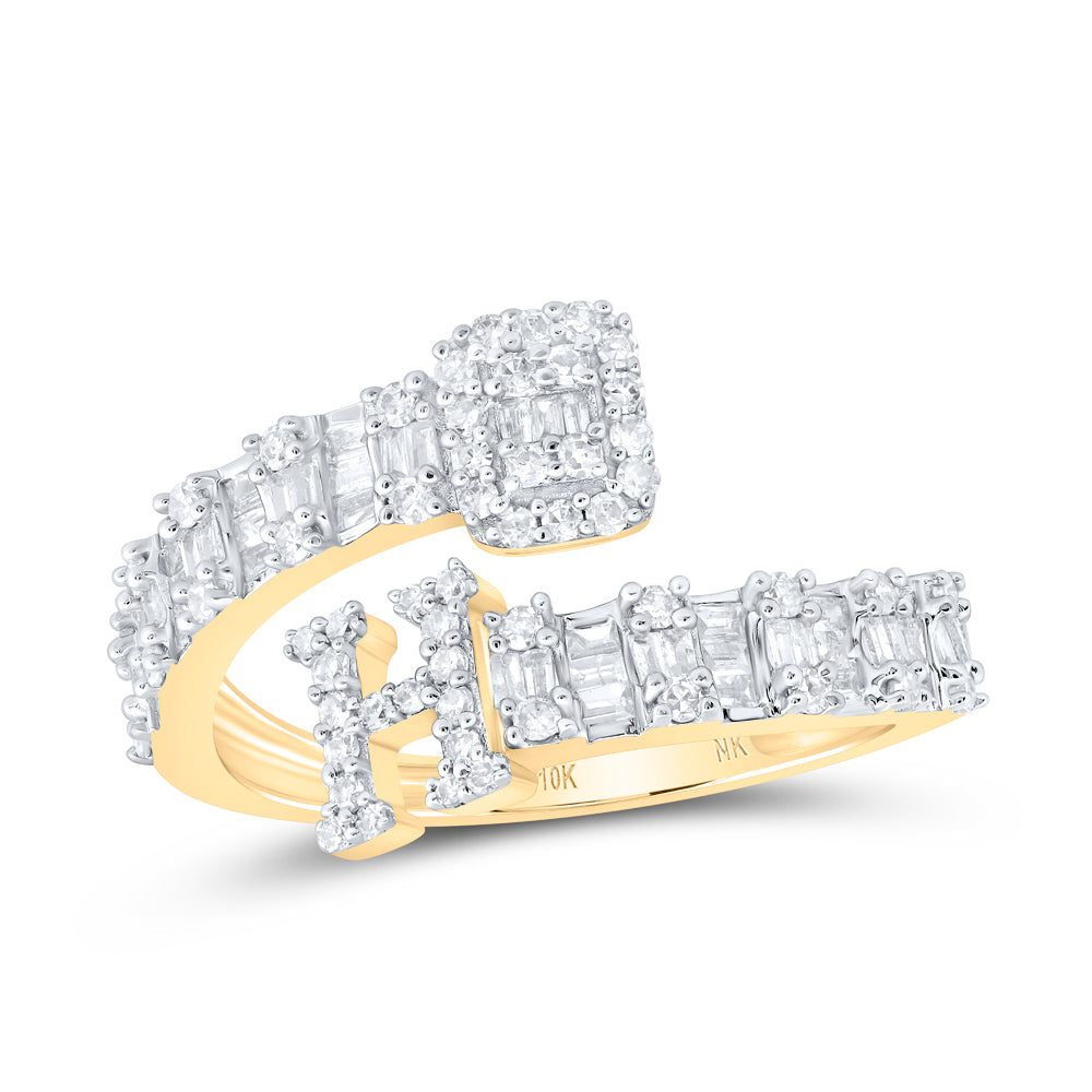 1/2 CTW-DIA NK FASHION INITIAL "H" LADIES CUFF RING