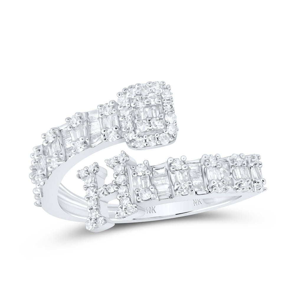 1/2 CTW-DIA NK FASHION INITIAL "H" LADIES CUFF RING
