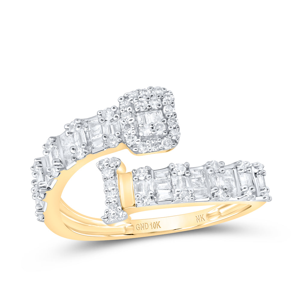 1/2 CTW-DIA NK FASHION INITIAL "I" LADIES CUFF RING