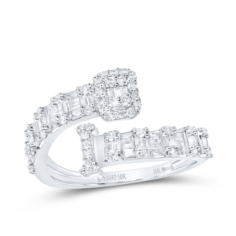 1/2 CTW-DIA NK FASHION INITIAL "I" LADIES CUFF RING