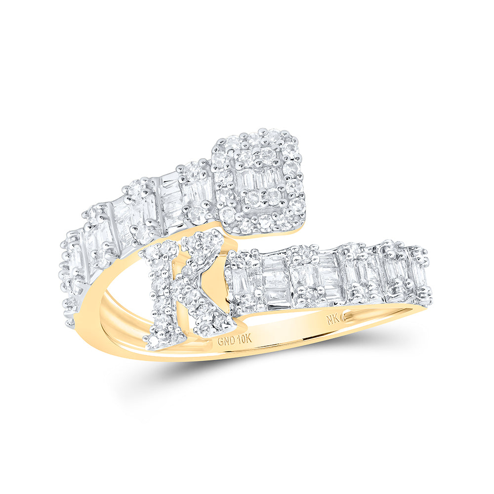 5/8 CTW-DIA NK FASHION INITIAL "K" LADIES CUFF RING